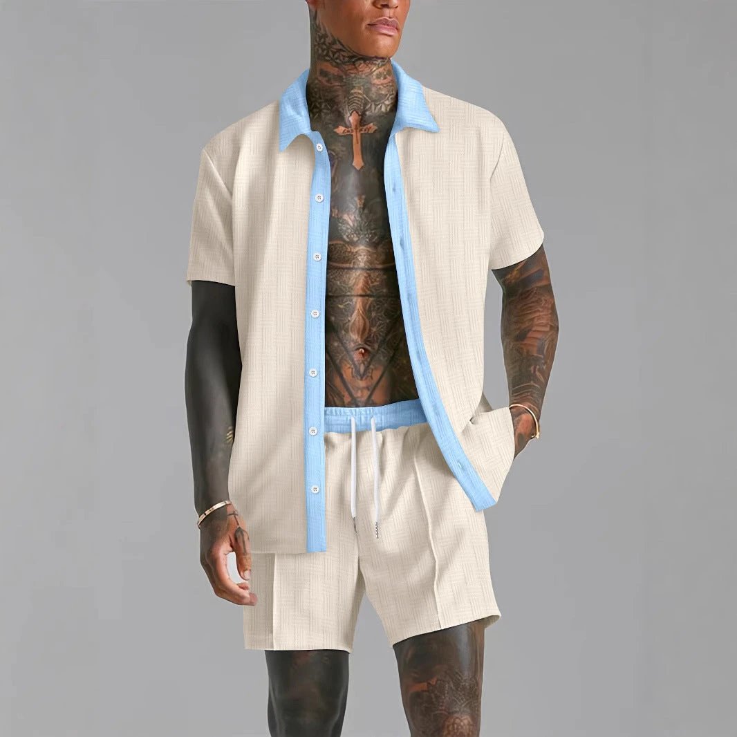 Men's Casual Short-Sleeve Set by GJG Denim