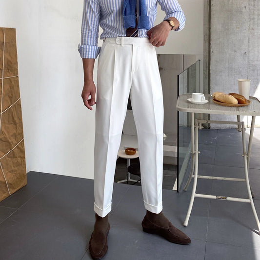 Men's High Waist Business Casual Straight-leg Pants by GJG Denim