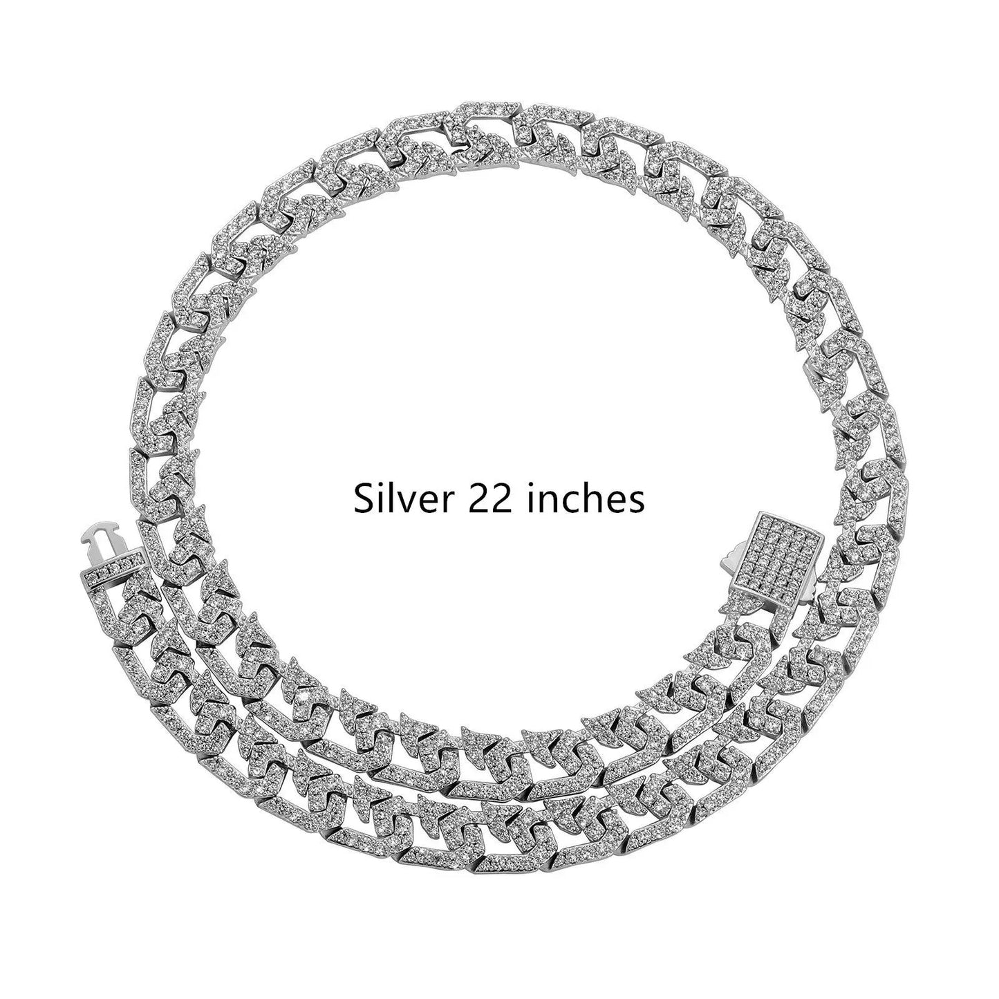 10mm Full Diamond-like Cuban Link Chain Necklace For Men by GJG Denim