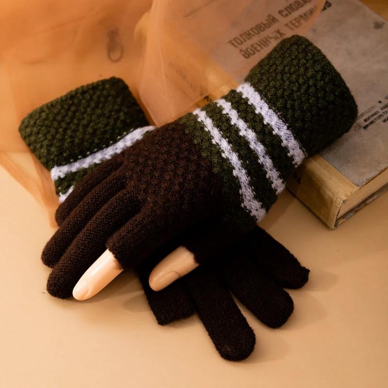 Fleece-lined Knitted Wool Cold-proof Gloves For Men by GJG Denim