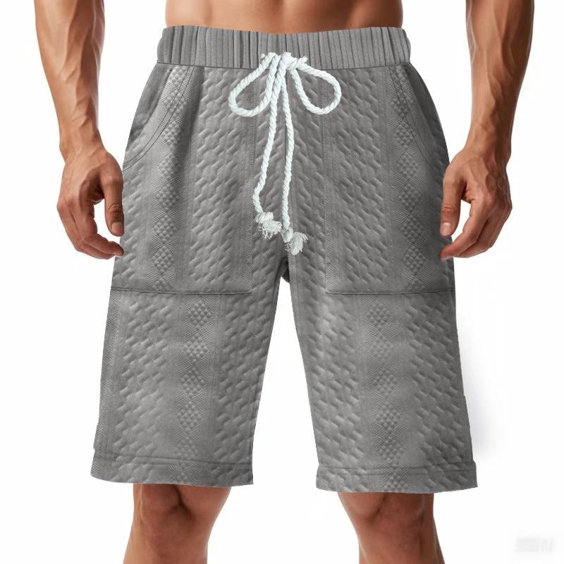 Men's Casual Loose-fitting Knitted Jacquard Shorts by GJG Denim