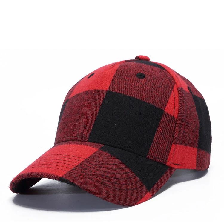 Checkered Peak Baseball Hat For Men by GJG Denim
