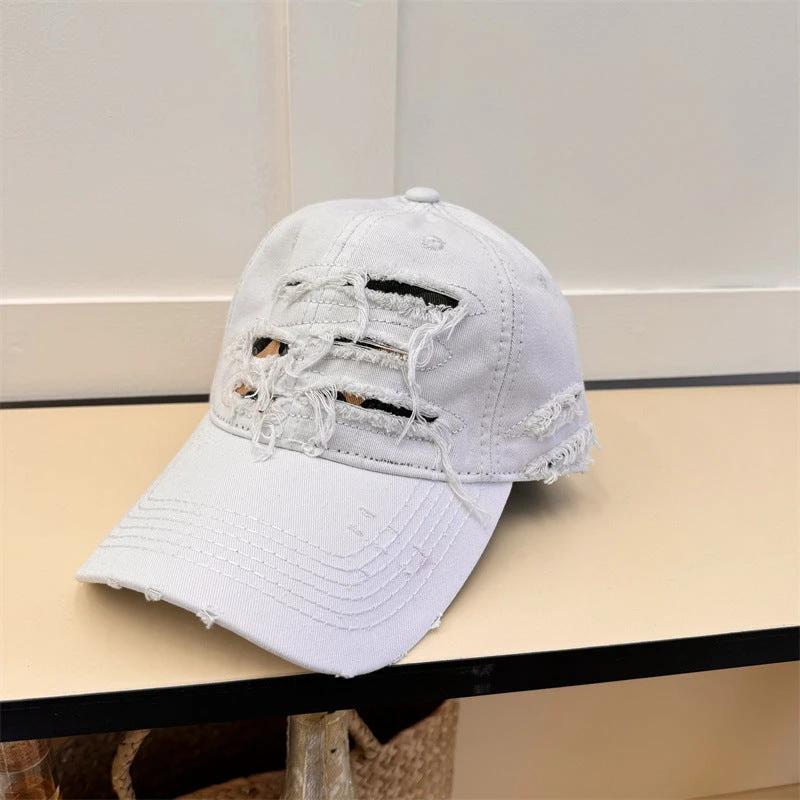 Men's Old Ripped Soft Top Baseball Cap by GJG Denim