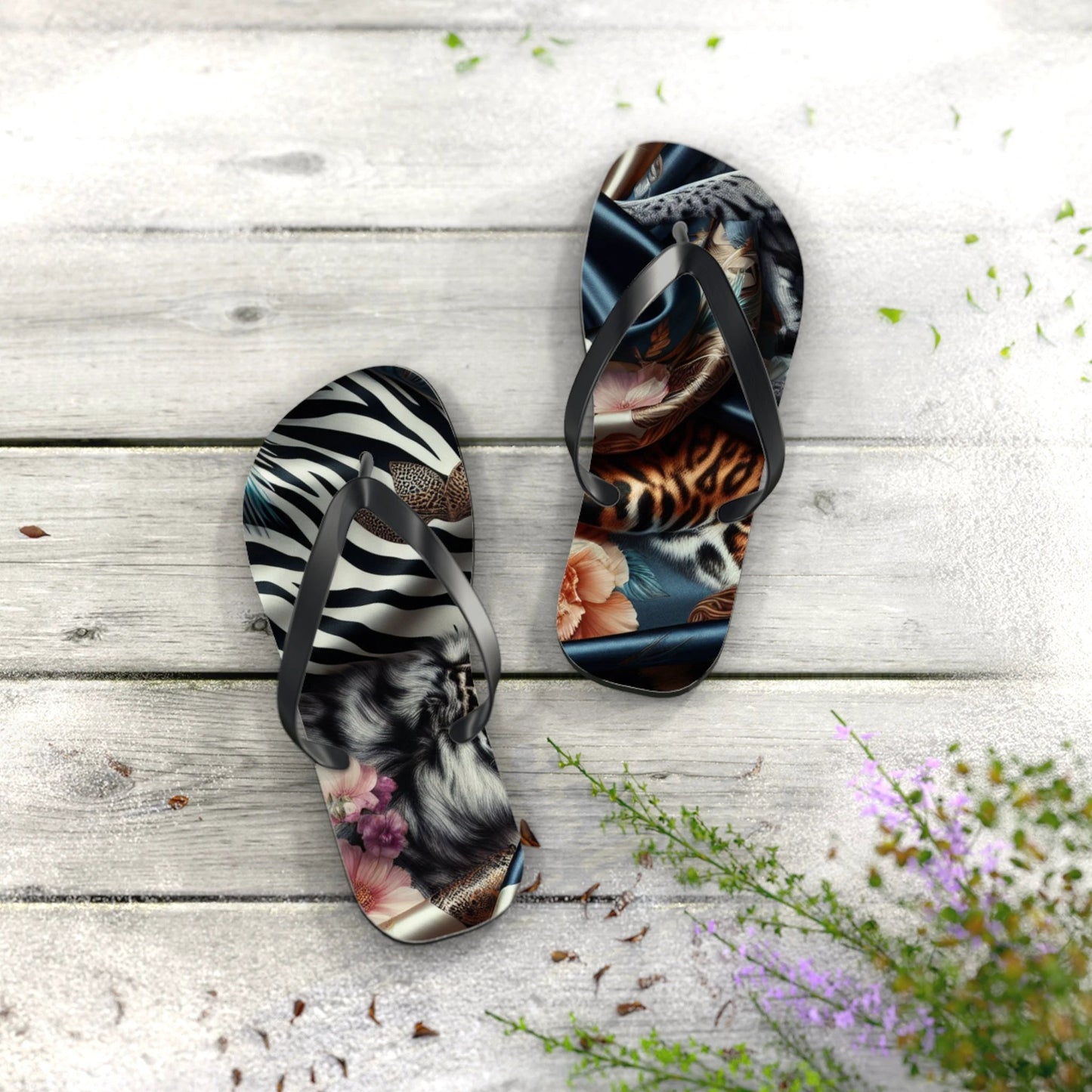Boho Chic Flip Flops - Trendy Summer Footwear for Beach Days, Pool Parties, Casual Outings, Vacation Essentials, Gift for Her by Printify