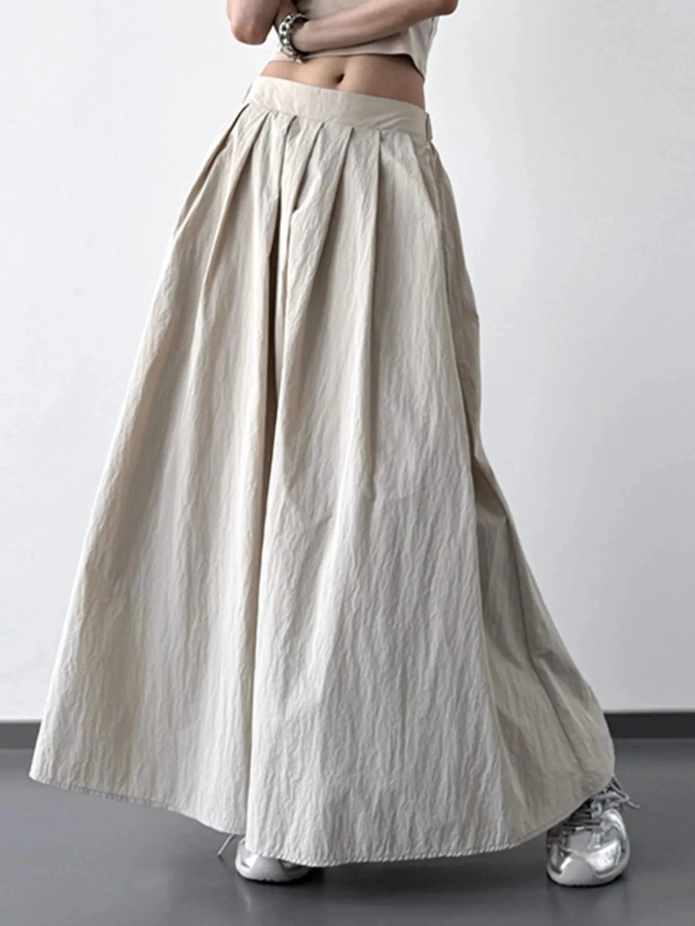 Pleated Linen Maxi Skirt by Lady Ros