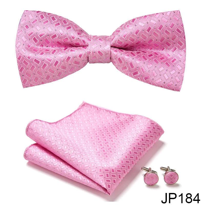 Men's Formal Bow Tie Handkerchief and Cuff links Set by GJG Denim