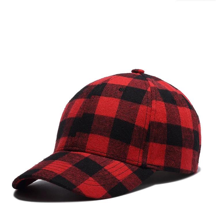 Checkered Peak Baseball Hat For Men by GJG Denim