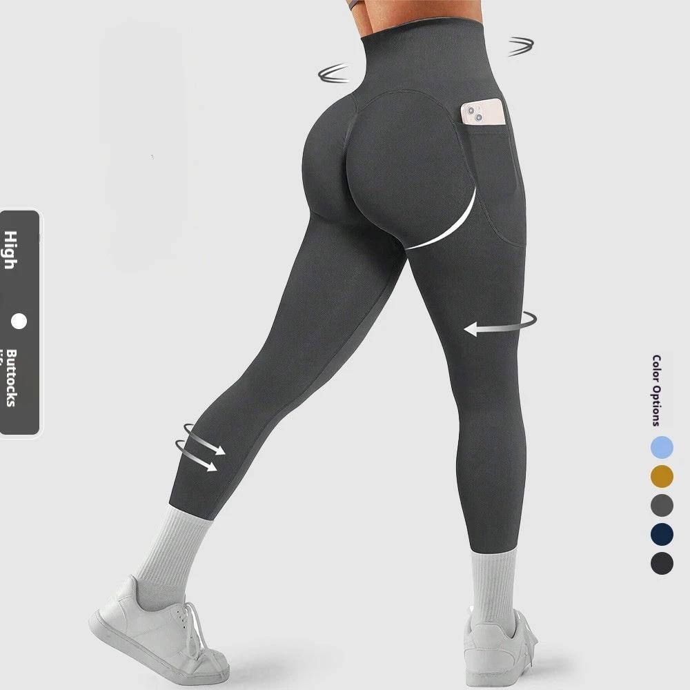 Womens Stretchy Pocketed Seamless Yoga Pants by GJG Denim