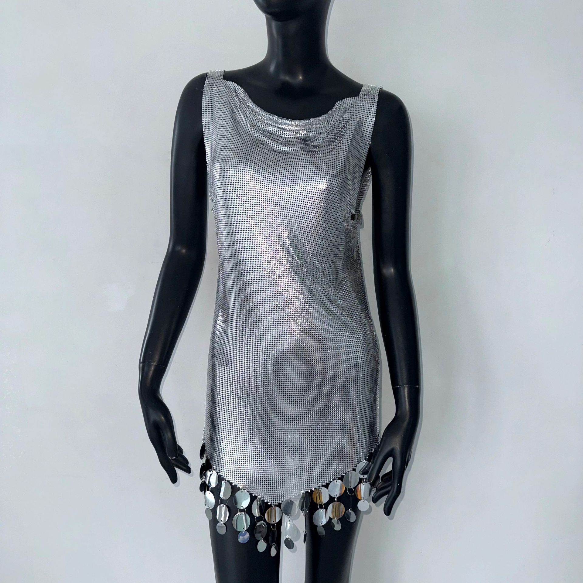 Sequins Dress Metal Stitching Vest Split by GJG Denim