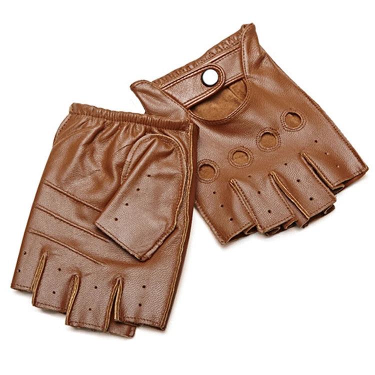 Men's Winter Sheepskin Half Finger Gloves by GJG Denim