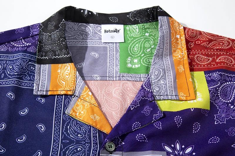 Men's Cashew Flower Short Sleeve Shirt by GJG Denim
