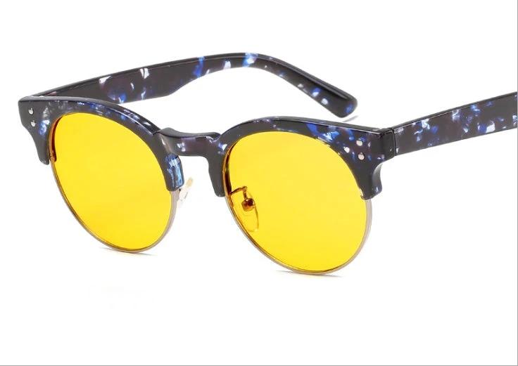 Men's Flat Mirror Glasses, With Retro Wood Grain Frame by GJG Denim