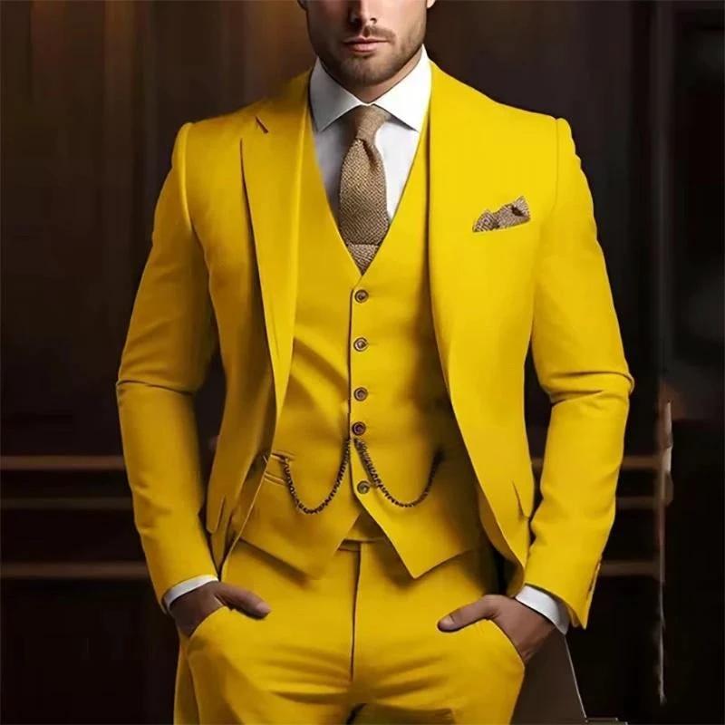 Men's High-grade Gentleman Temperament Slim Three-piece Suit by GJG Denim