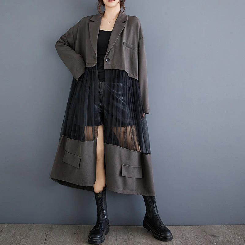 Casual Patchwork Mesh Hollow Suit Skirt by GJG Denim