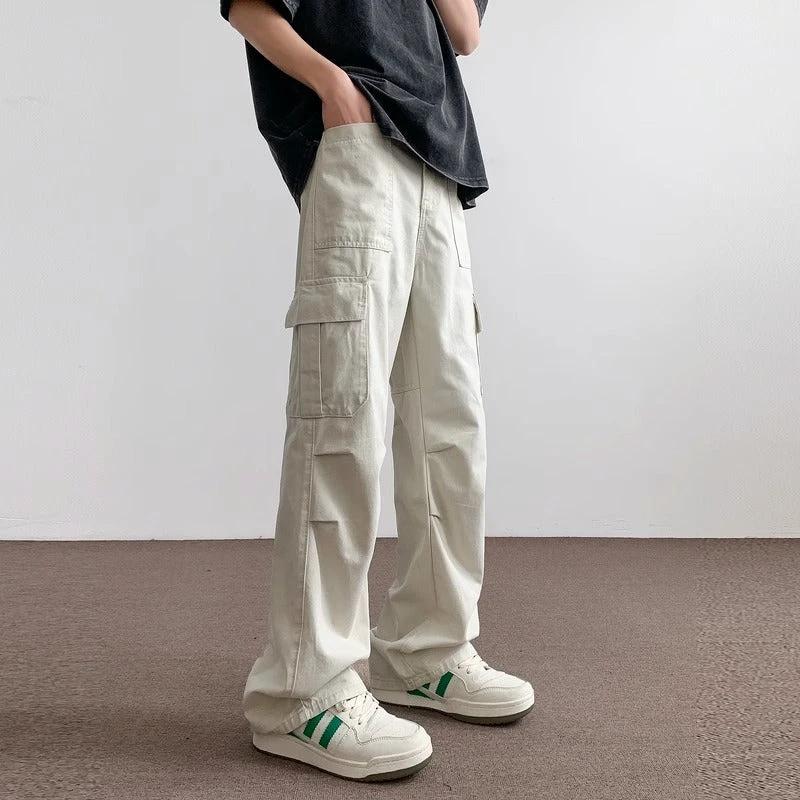 Men's Fashionable Casual Outdoor Loose Straight-Leg Pants by GJG Denim