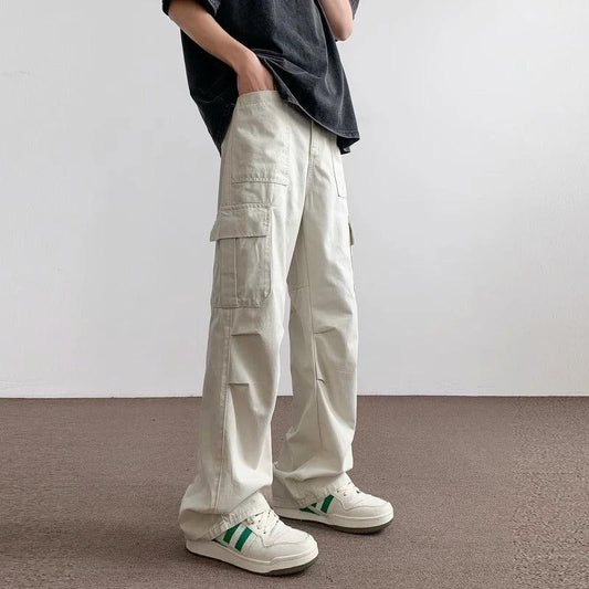 Men's Fashionable Casual Outdoor Loose Straight-Leg Pants by GJG Denim