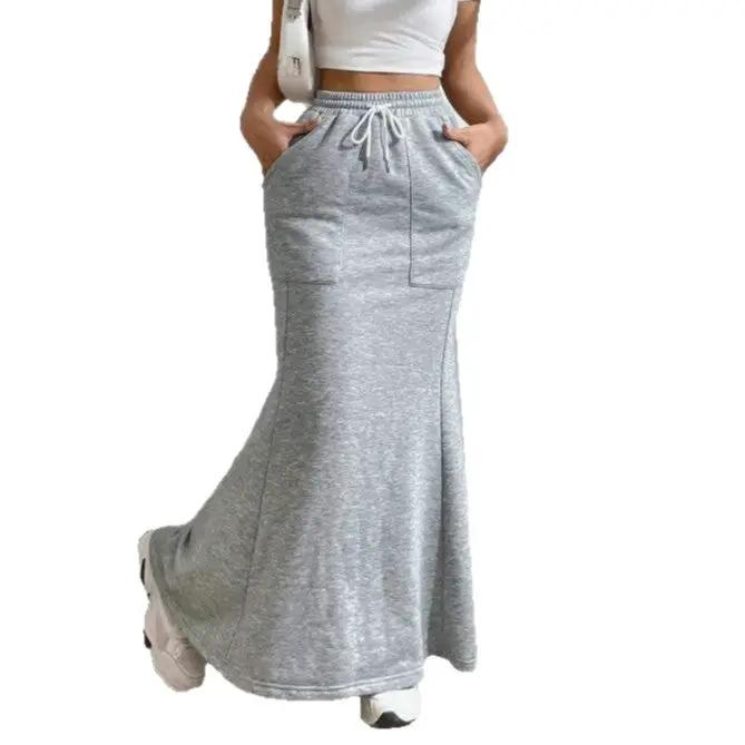Pocket Drawstring Midi Skirt Women's Clothing by GJG Denim