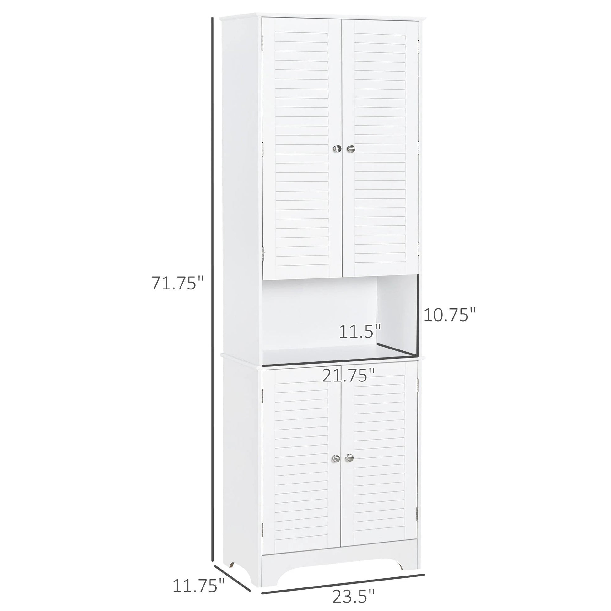 Tall Narrow Bathroom Storage Cabinet with Doors and Shelf Adjustability, Freestanding Linen Cabinet with 2 Cabinets and Countertop, White by GJG Denim