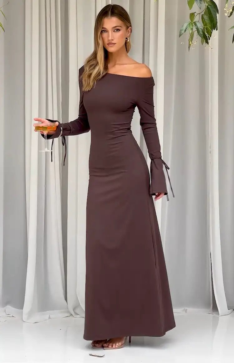 Bootcut Long-sleeve Slim-fit Lace-up Dress by GJG Denim