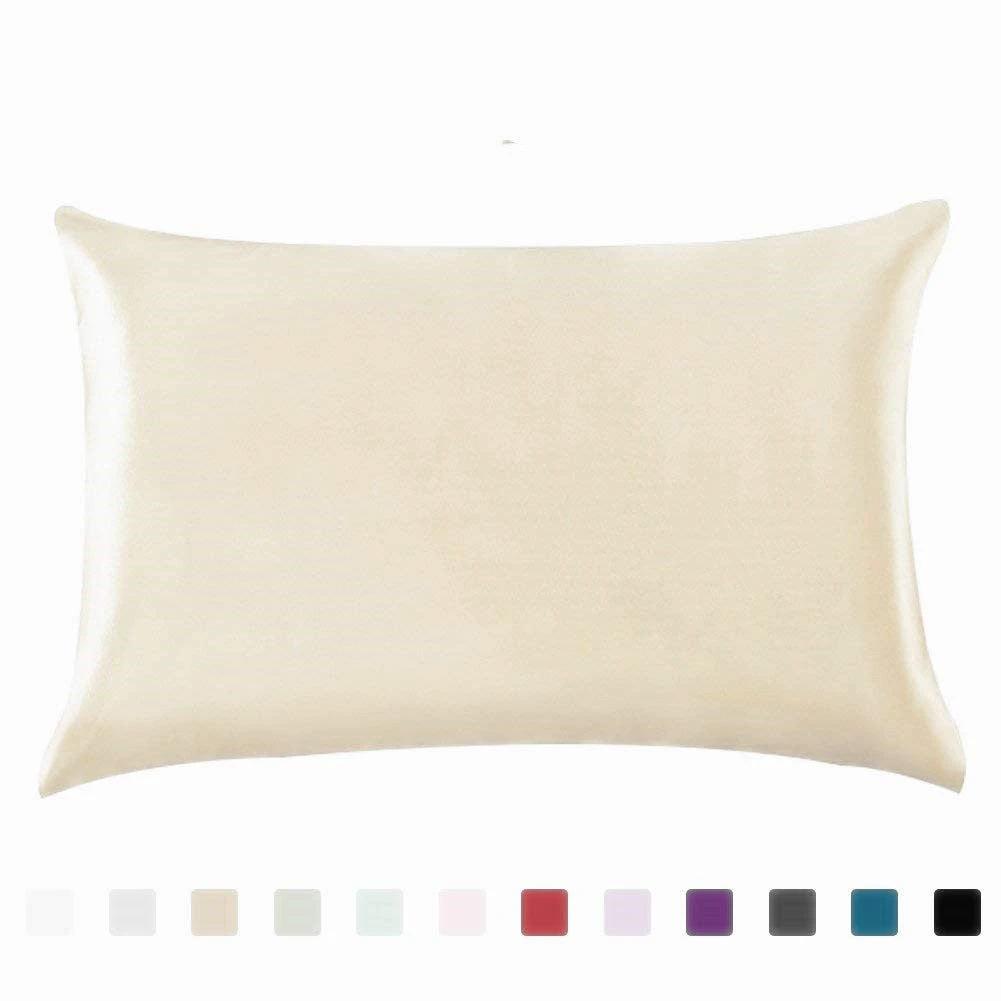 Pillowcase Satin Solid Color Simulation Silk Single Pillowcase Ice Silk Pillowcase by GJG Denim