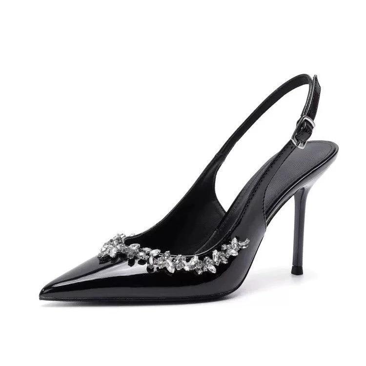 Special-interest Design Rhinestone Trim High Heels For Women by GJG Denim