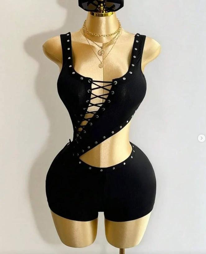 Irregular Sleeveless T-shirt And Romper Shorts by GJG Denim