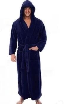 Men's Warm Plus Size Thick Hooded Bathrobe by GJG Denim