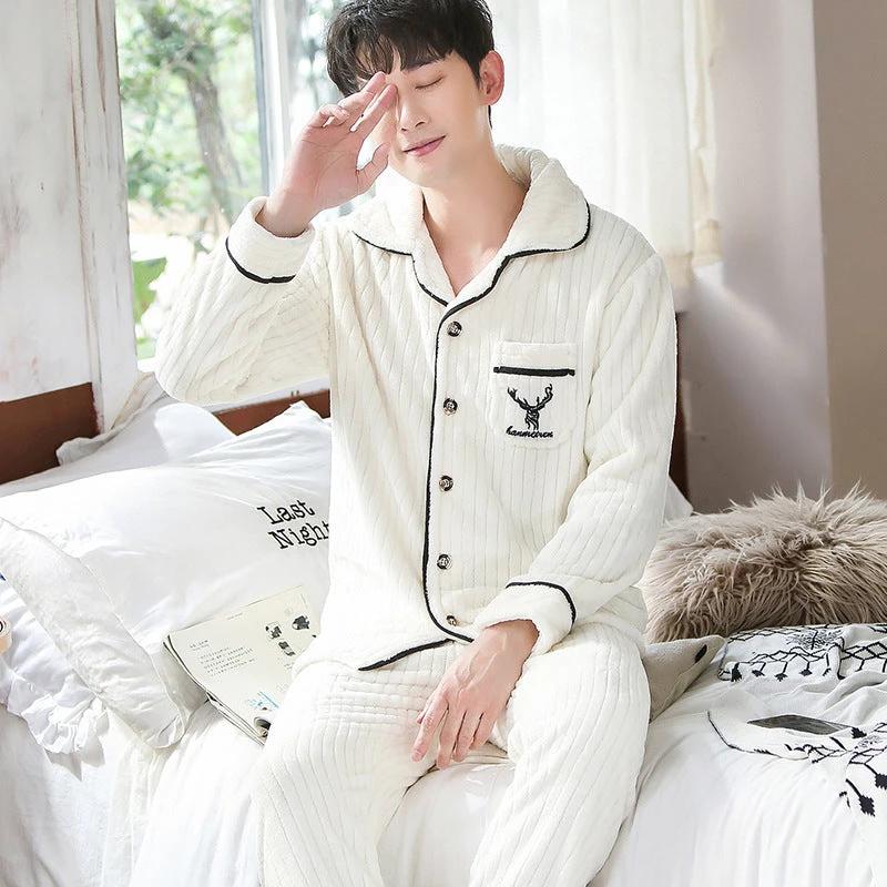 Flannel Warm And Thick Men's Pajamas by GJG Denim