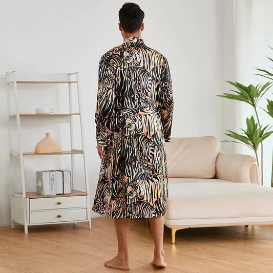 Men's Silk Bathrobe Pajamas Set by GJG Denim