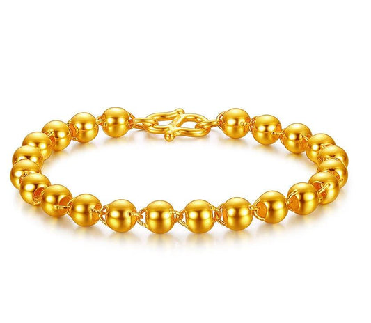 Men's Gold Round Bead Bracelet by GJG Denim
