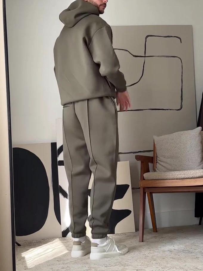 Men's Casual Hooded Sweatshirt & Elastic Waist Pants Set by GJG Denim