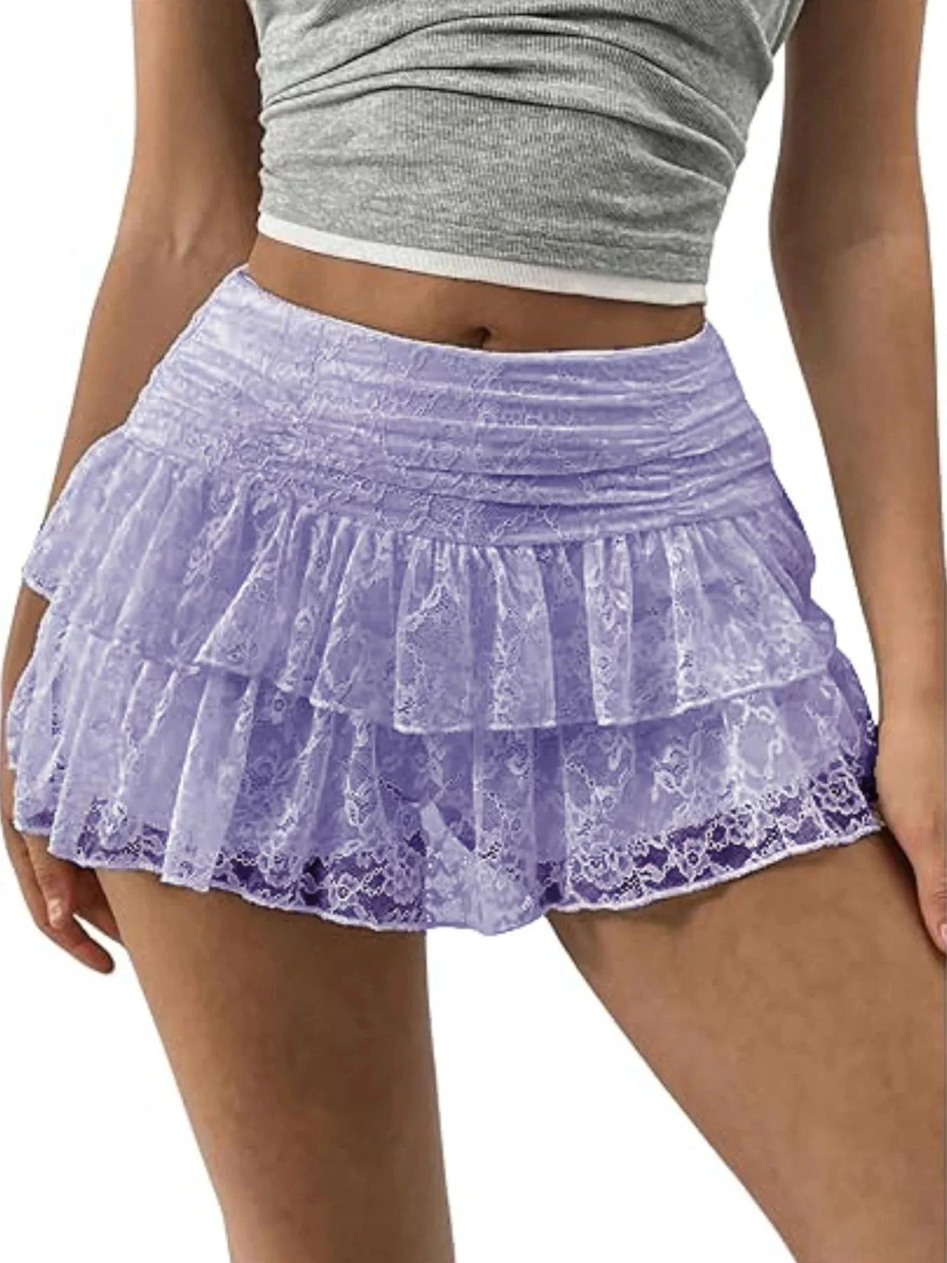 Lace Layered Mini Skirt by Lady Ros
