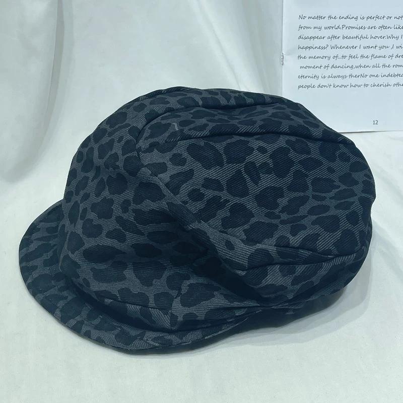 American-style Retro Chic Leopard-print Beret For Women by GJG Denim