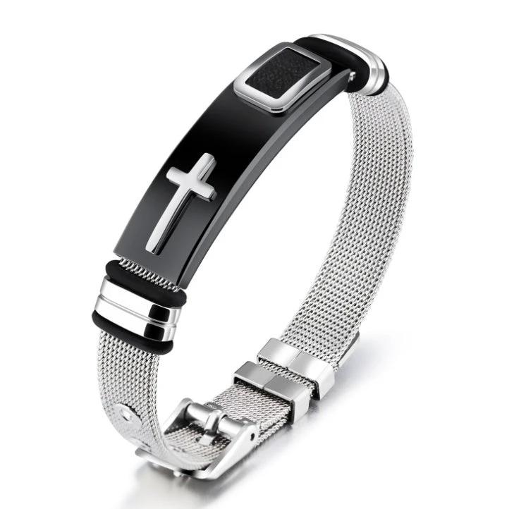 Cross Stainless Steel Bracelet For Men by GJG Denim