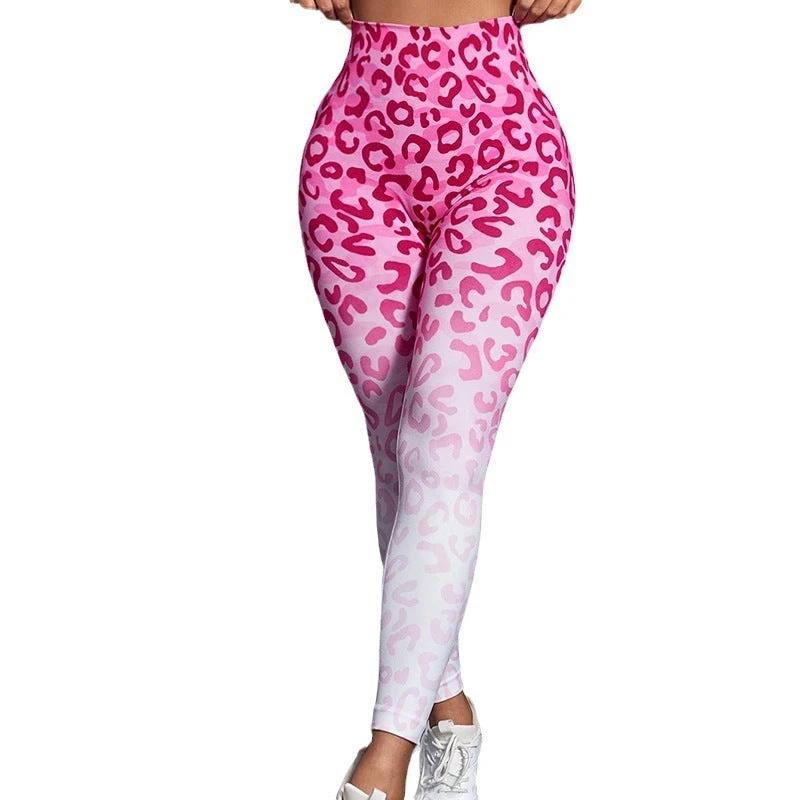 Ombre Seamless Cheetah Yoga Pants High Waist Hip Lifting by GJG Denim