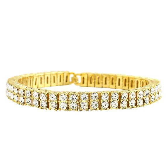 Men's 2 Row Rhinestone Bracelet by GJG Denim