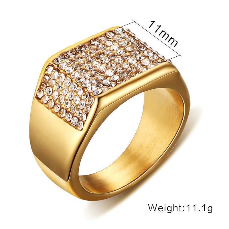 Men's Titanium Steel Zircon Ring by GJG Denim