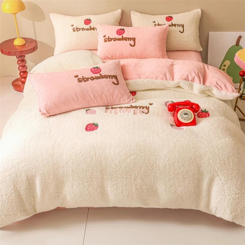 Heavy Weight Fleecefiber Towel Embroidery Duvet Cover Four-piece Set by GJG Denim