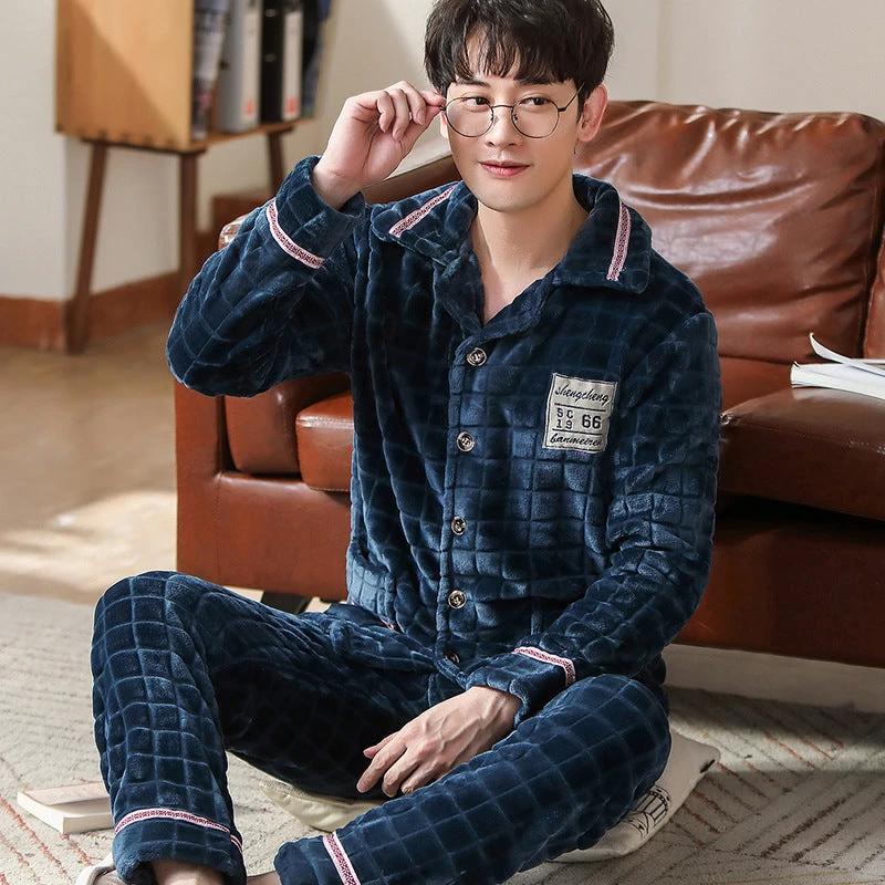 Flannel Warm And Thick Men's Pajamas by GJG Denim