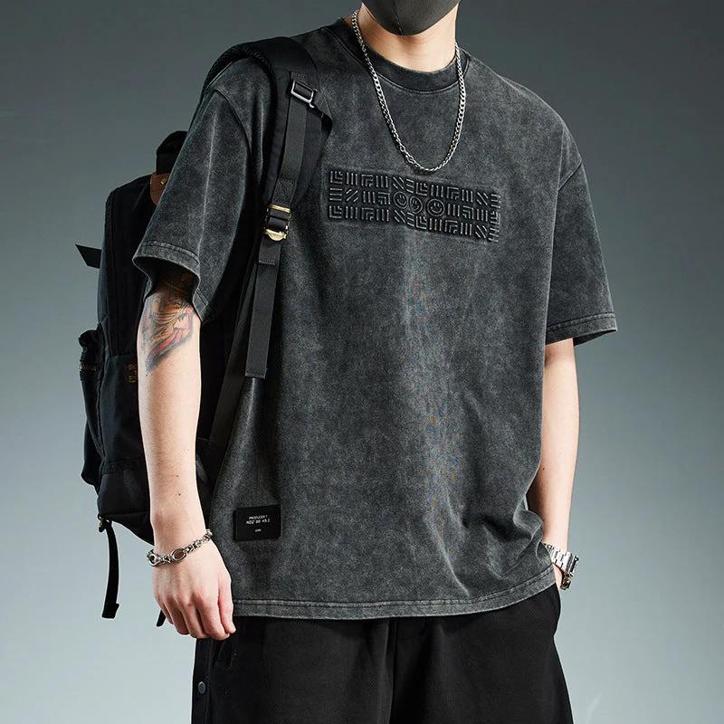 Trendy Loose-fitting Versatile Heavyweight Short-sleeve T-shirt For Men by GJG Denim