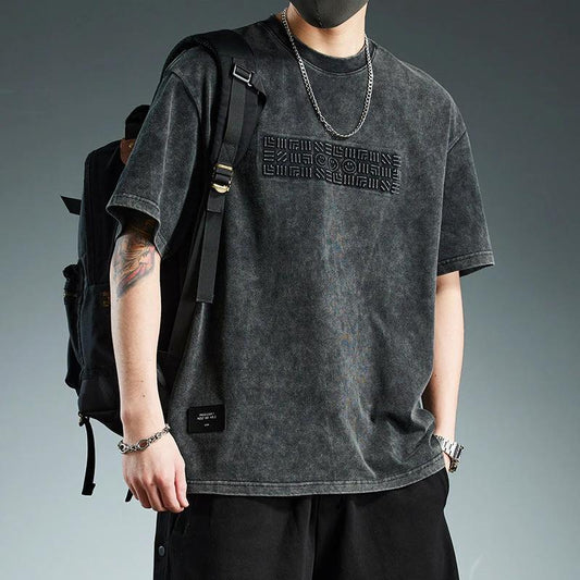 Trendy Loose-fitting Versatile Heavyweight Short-sleeve T-shirt For Men by GJG Denim