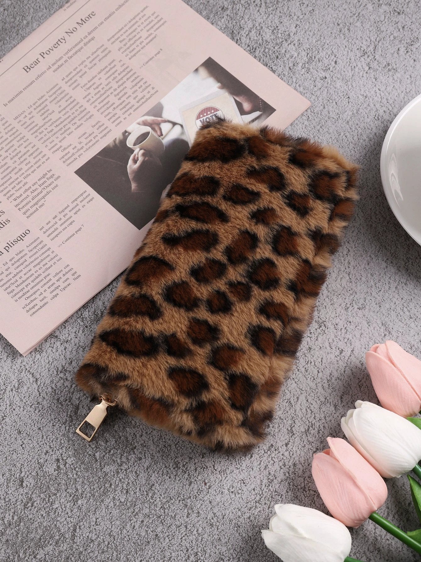 Creative Plush Coin Purse Fashion Leopard Print by GJG Denim