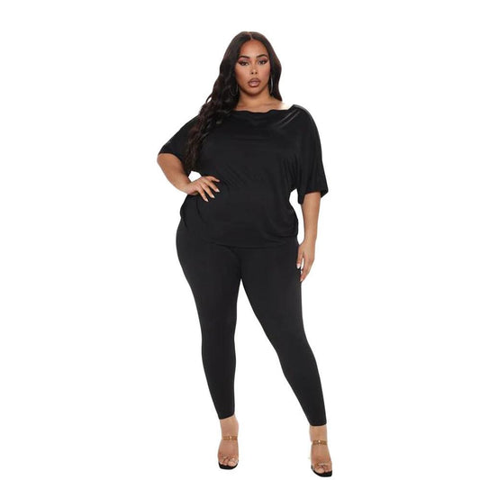 Twist Backless T-Shirt Pants Set by GJG Denim