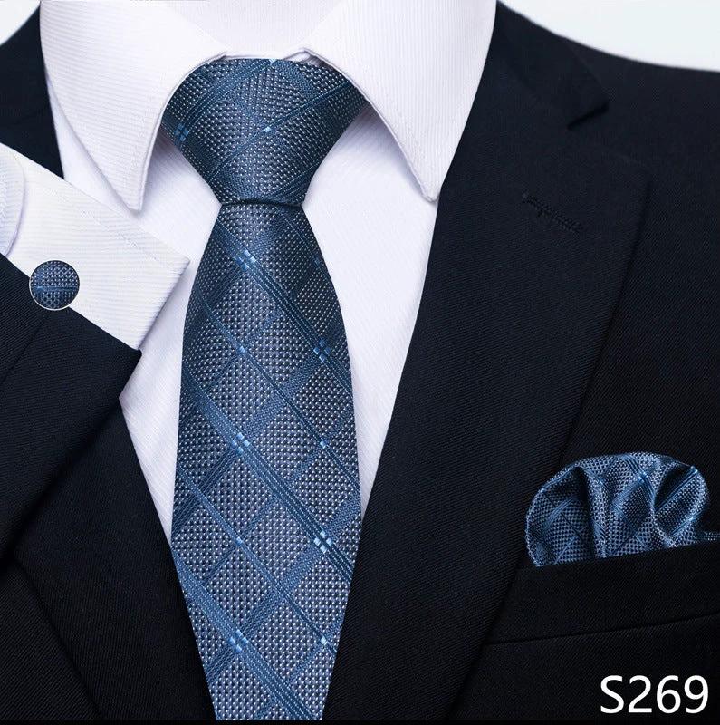 Men's Creative All-match Business Formal Wear Tie Scarf Cufflink Set by GJG Denim