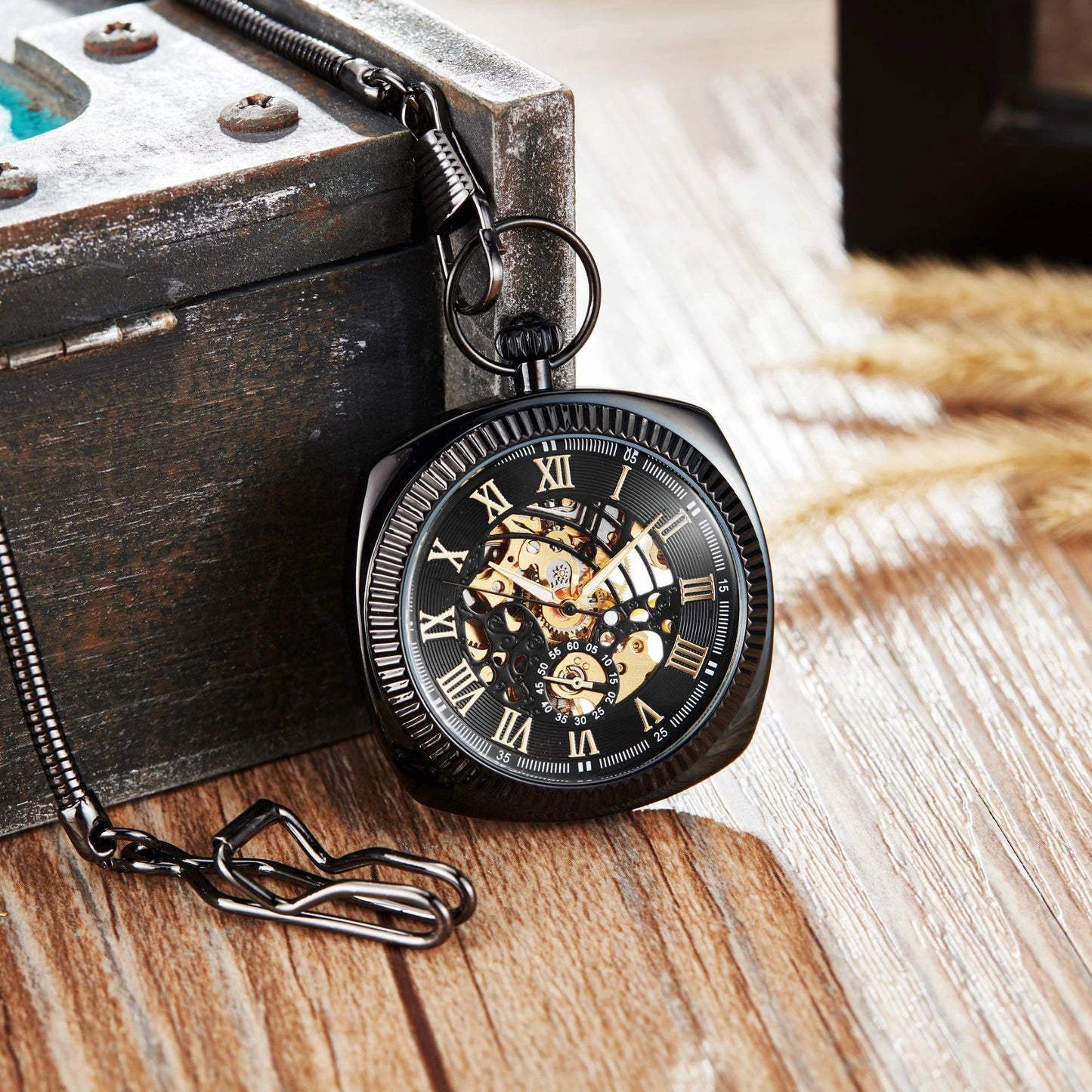 Trendy Fashionable Classic Retro Pocket Watch With A Chain For Men by GJG Denim