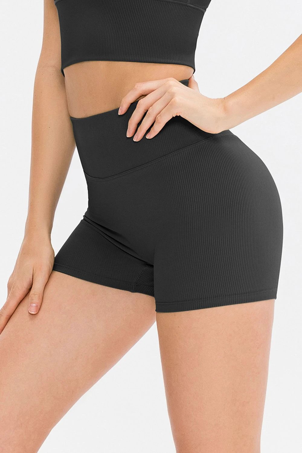 Slim Fit Wide Waistband Sports Shorts by Lady Ros