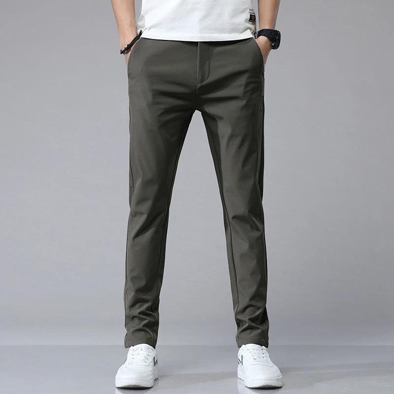 Men's Caual Elastic-Waist Pants With Fleece Lining by GJG Denim