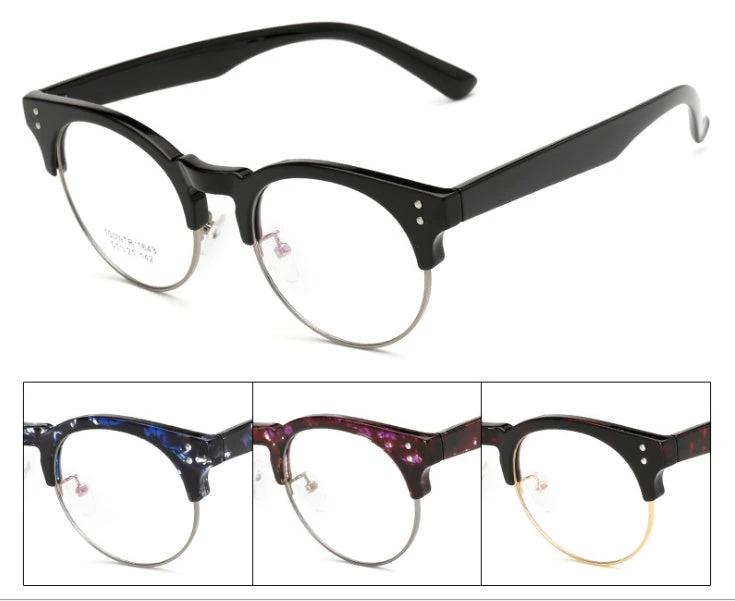 Men's Flat Mirror Glasses, With Retro Wood Grain Frame by GJG Denim