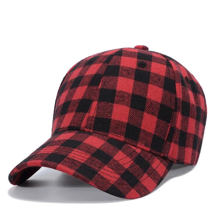 Checkered Peak Baseball Hat For Men by GJG Denim