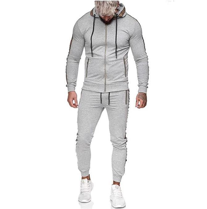 Men's Solid Color Casual Set With Hood by GJG Denim